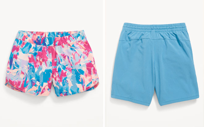 Old Navy Dolphin Hem Run Shorts for Girls and StretchTech Performance Jogger Shorts for Boys