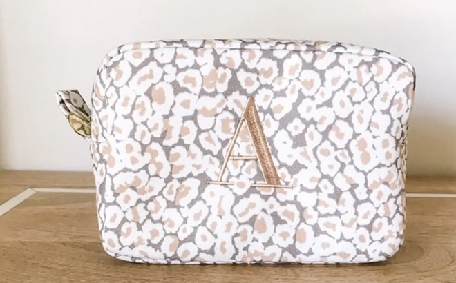 Personalized Snow Leopard Cosmetic Bag Personalized Snow Leopard Cosmetic Bag