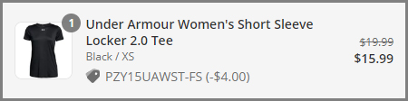 Screenshot of Under Armour Womens Short Sleeve Locker Tee Promo Code Discount at Proozy Checkout