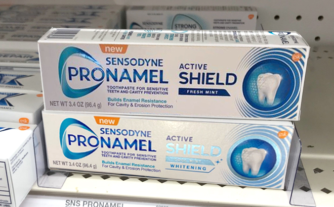 Sensodyne Pronamel Active Shield Whitening Enamel Toothpaste Cool Mint and Fresh Mint
