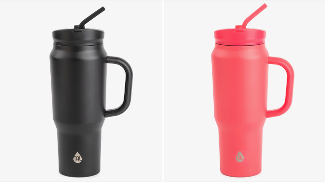 TAL Stainless Steel Basin Water Bottle in Black and Pink