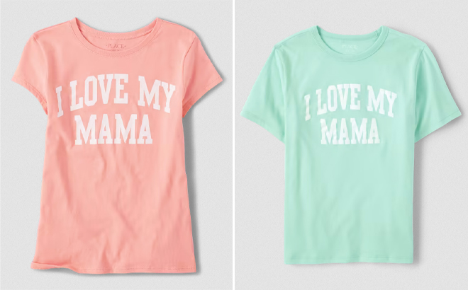 The Childrens Place Girls and Boys I Love My Mama Graphic Tee