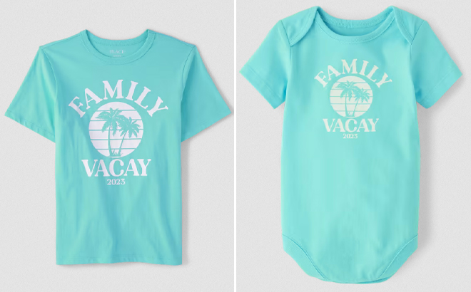 The Childrens Place Unisex Kids Family Vacay Graphic Tee and Baby Family Vacay Graphic Bodysuit