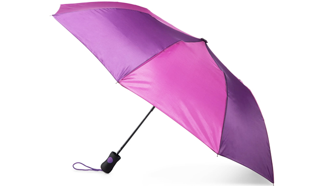 Totes Recycled Canopy Auto Open Umbrella in Berry and Plum Color