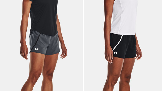 Two Color Variants of Under Armour Womens Mileage 3 0 Shorts Two Color Variants of Under Armour Womens Mileage 3 0 Shorts