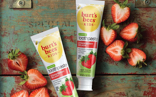 Two Counts of Burts Bees Kids Toothpaste Strawberry Flavor