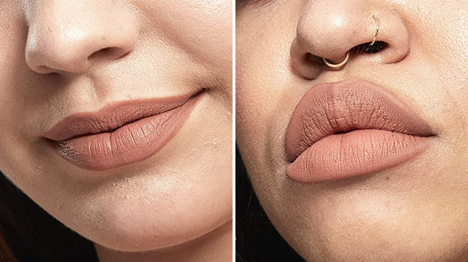 Two Women Using NYX Professional Soft Matte Lip Cream in London Shade