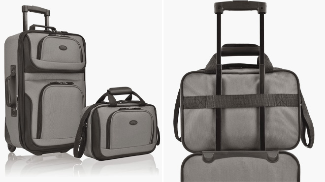 U S Traveler Rio Rugged Fabric Expandable Carry on Luggage Set