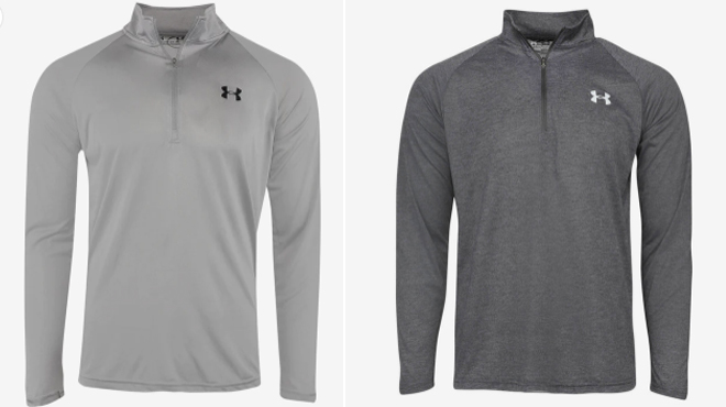 Under Armour Mens Zip Pullover in black and grey