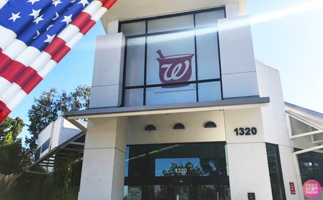 Walgreens Store Front with US Flag