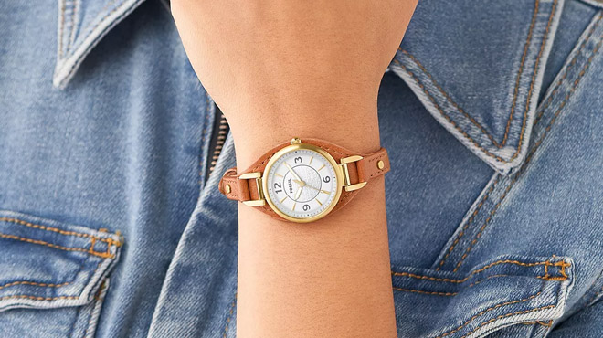 Womens Carlie Brown Leather Strap Watch