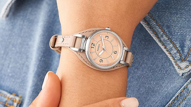 Womens Carlie Nude Leather Strap Watch