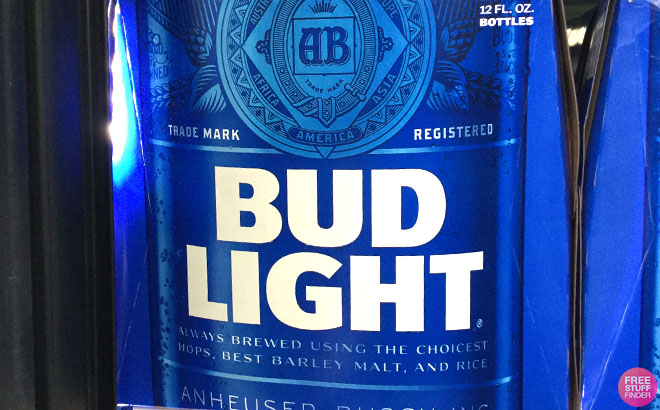18 Pack of Bud Light Beer on a Shelf