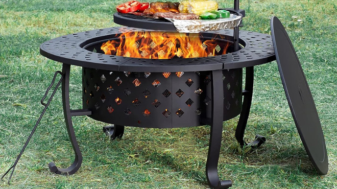 36 Inch Fire Pit with 2 Grill