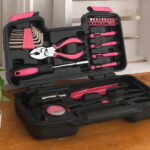 39 Piece General Household Tool Set in Toolbox Storage Case - Pink