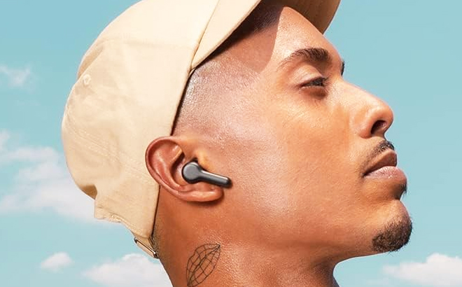 A Man with All New Echo Buds on his ear