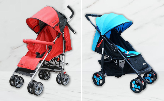 Adelina Red Lightweight and Blue Deluxe Baby Strollers