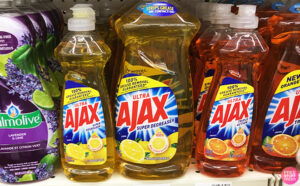 Ajax Liquid Dish Soaps on a Shelf