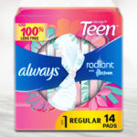 Always Radiant Teen Feminine Pads 14 ct
