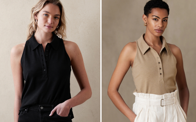 Banana Republic Factory Womens Slub Ribbed Polo Tank Tops Banana Republic Factory Womens Slub Ribbed Polo Tank Tops