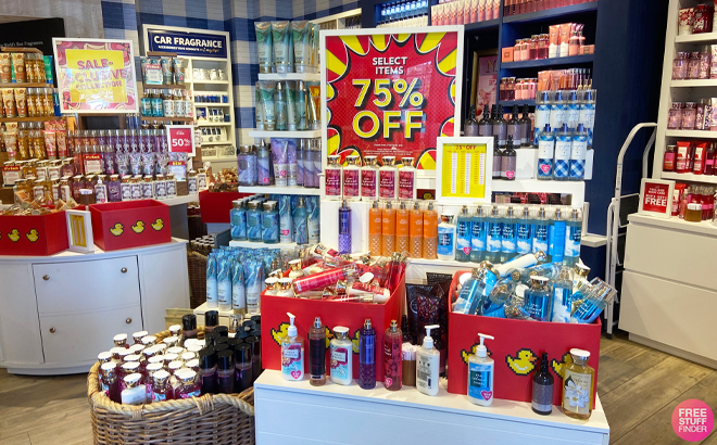 Bath Body Works Semi Annual Sale with 75 Off Sign