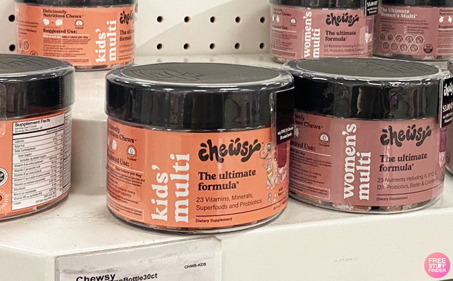Chewsy Kids Multivitamin Bottle on the shelf Chewsy Kids Multivitamin Bottle on the shelf