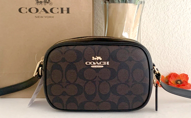 Coach Outlet Mini Jamie Camera Bag In Signature Canvas in Gold Brown