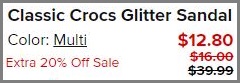 Crocs Classic Glitter Sandals Checkout Summary
