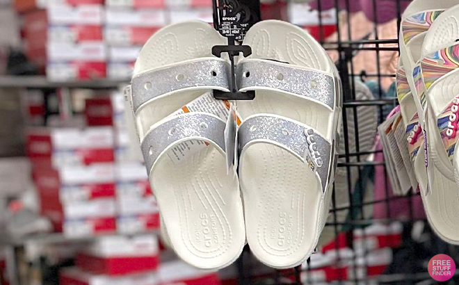 Crocs Classic Glitter Slides on a Hanger