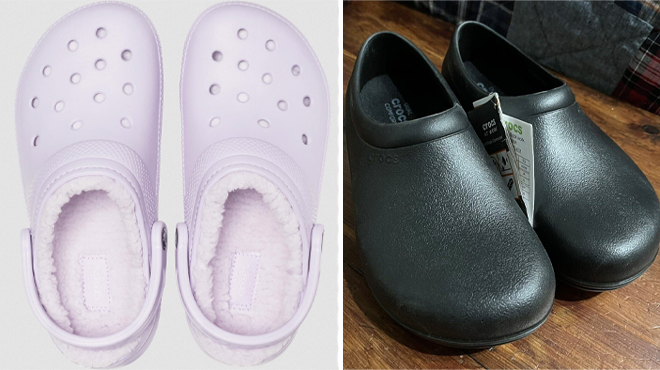 Crocs Classic Lined Clogs and On The Clock Work Slip On Crocs Classic Lined Clogs and On The Clock Work Slip On