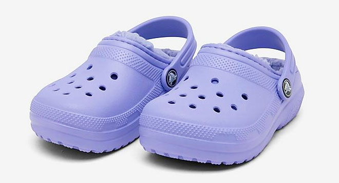 Crocs Toddler Classic Lined Clogs on a Gray Background