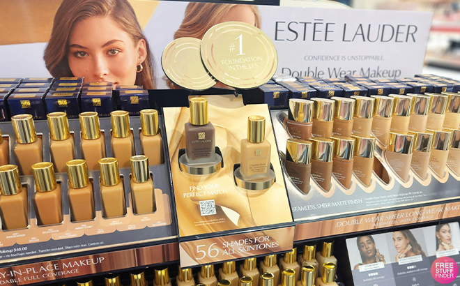 Estee Lauder Double Wear Foundation Display at a Store