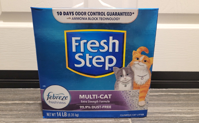 Fresh Step Multi Cat Clumping Cat Litter 25 Pound Box on the Floor