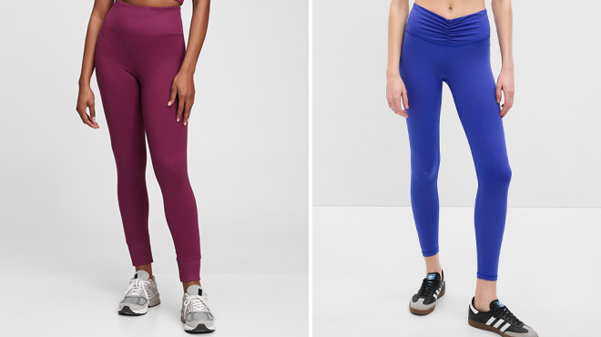 GAP Brushed Tech Jersey Leggings and Recycled Sky High Rise Power Ruched Leggings