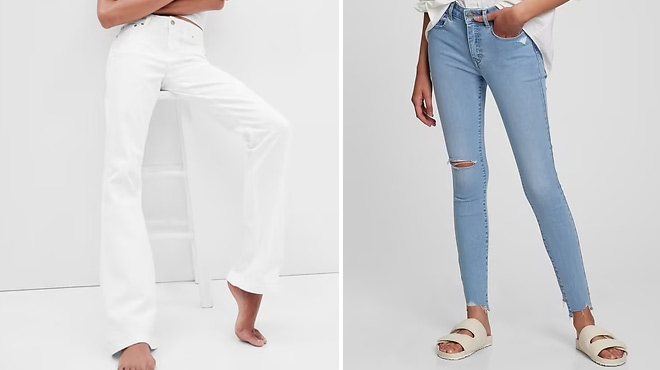 GAP Low Rise '70s Flare Jeans and Mid Rise Universal Jegging
