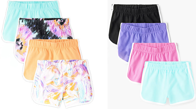 The Children's Place Girls Mix and Match Tie Dye Dolphin Shorts 4-Pack