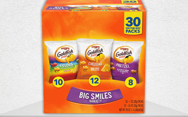 Goldfish Crackers Big Smiles Variety Pack on a Box