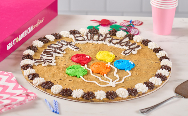 Great American Cookie Cookie Cake on Table