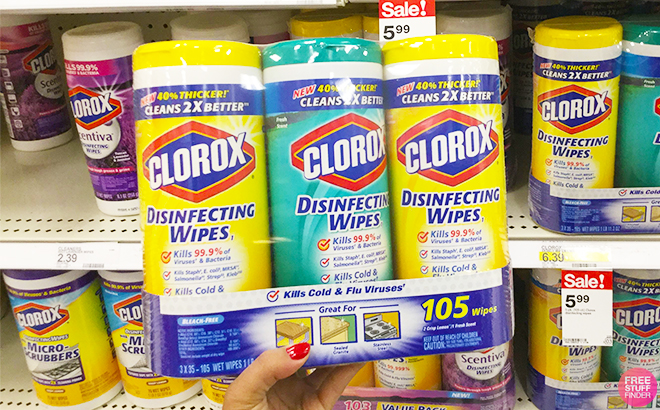 Hand Holding Clorox Bleach Free Disinfecting Wipes Value Pack at Target