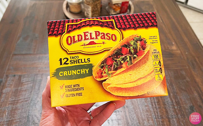 Hand Holding Old El Paso Taco Shells