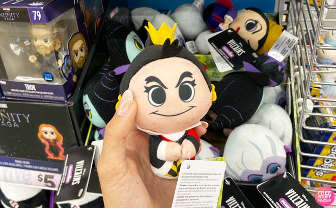 Hands Holding a Funko Plushies Disney Villains Queen of Hearts