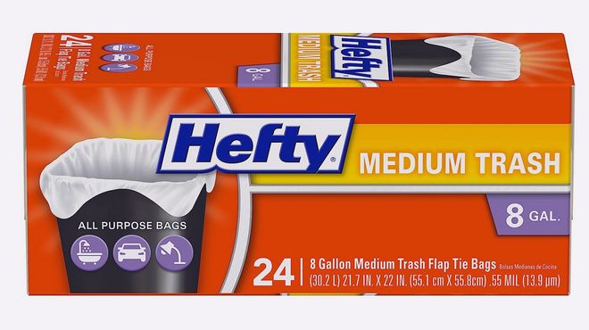 Hefty 8 Gallon Small Trash Flap Tie Bags 24 Count 12 Packs
