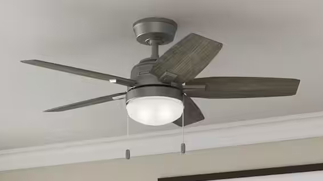 Hunter AnteroHunter Express Indoor Matte Silver Ceiling Fan with Light Kit
