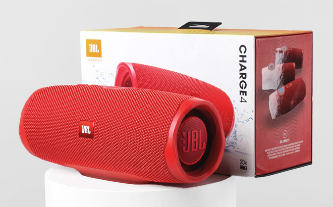 JBL Charge 4 Waterproof Portable Bluetooth Speaker on White Background