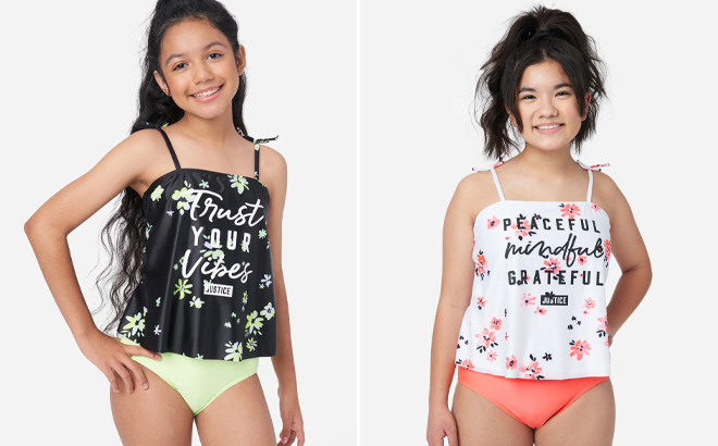 Justice Floral Graphic Tankini Swim Set Justice Floral Graphic Tankini Swim Set