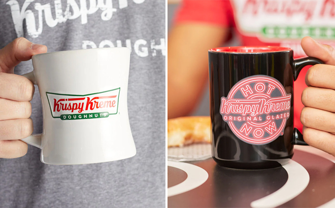Krispy Kreme Bowtie15oz Coffee Mug and 15oz Hot Now Heat Sensitive Mug