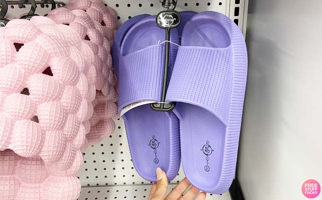 Ladies Blue Puff Slide Sandals