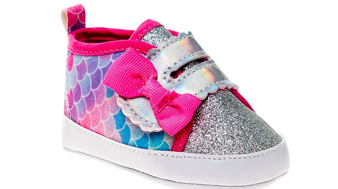 Laura Ashley Girls Mermaid Scale Bow Accent Sneakers