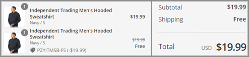 Mens Hooded Sweatshirt Checkout Screen