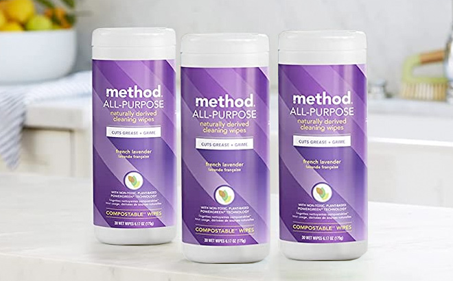 Method All Purpose Cleaning Wipes French Lavender Multi Surface Compostable 70 Count Pack of 3